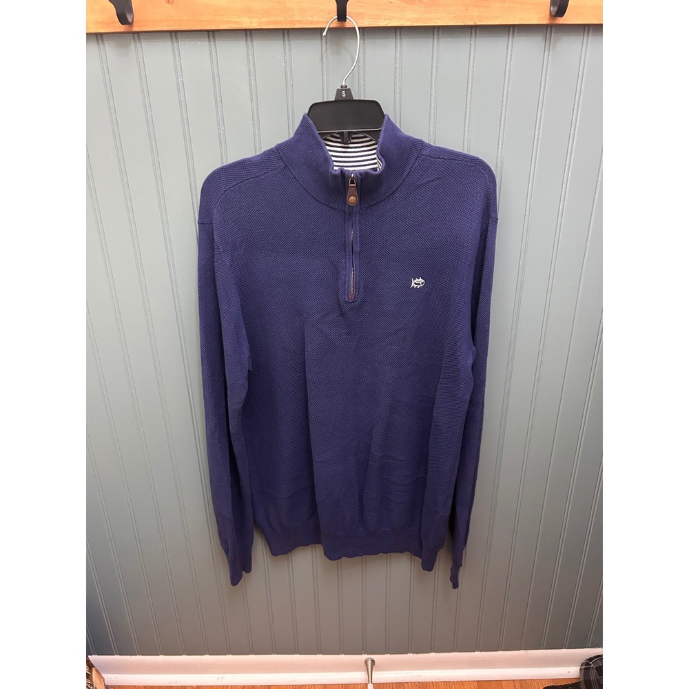 Southern Tide Club Mens Medium Navy Blue Quarter Zip Pullover Skipjack 14180